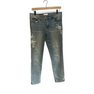 Loft Floral Embroidered Light Wash Modern Skinny Jeans sz 10